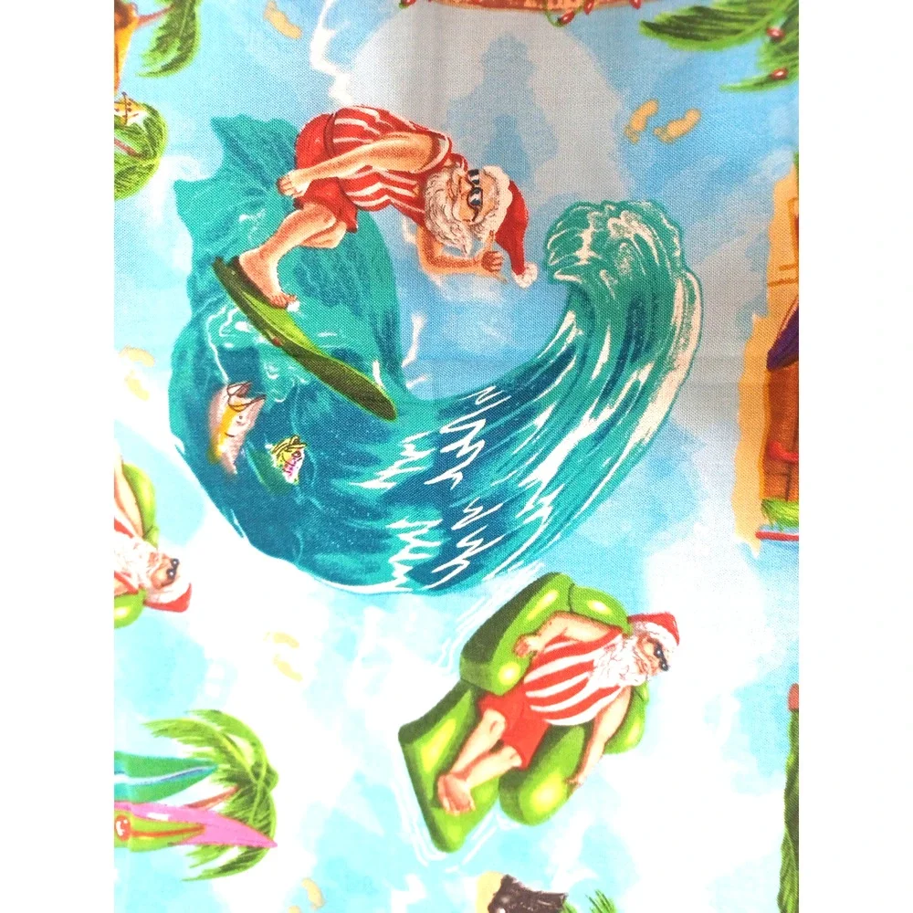 Surfing Santa Christmas Sewing Craft Cotton Fabric 1 Pc 2 Yards x 42